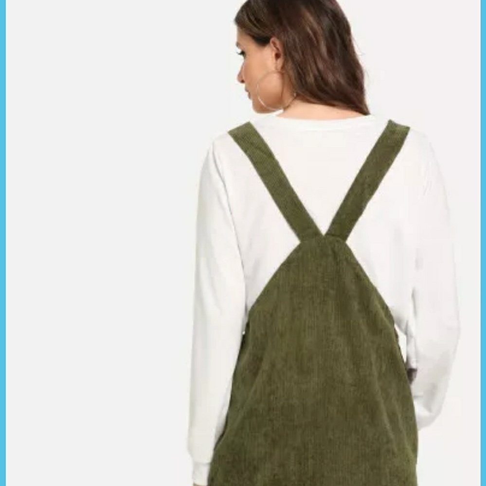 LAST ONE + FREE GIFT Olive Button Corduroy Dress - Picture 3 of 7